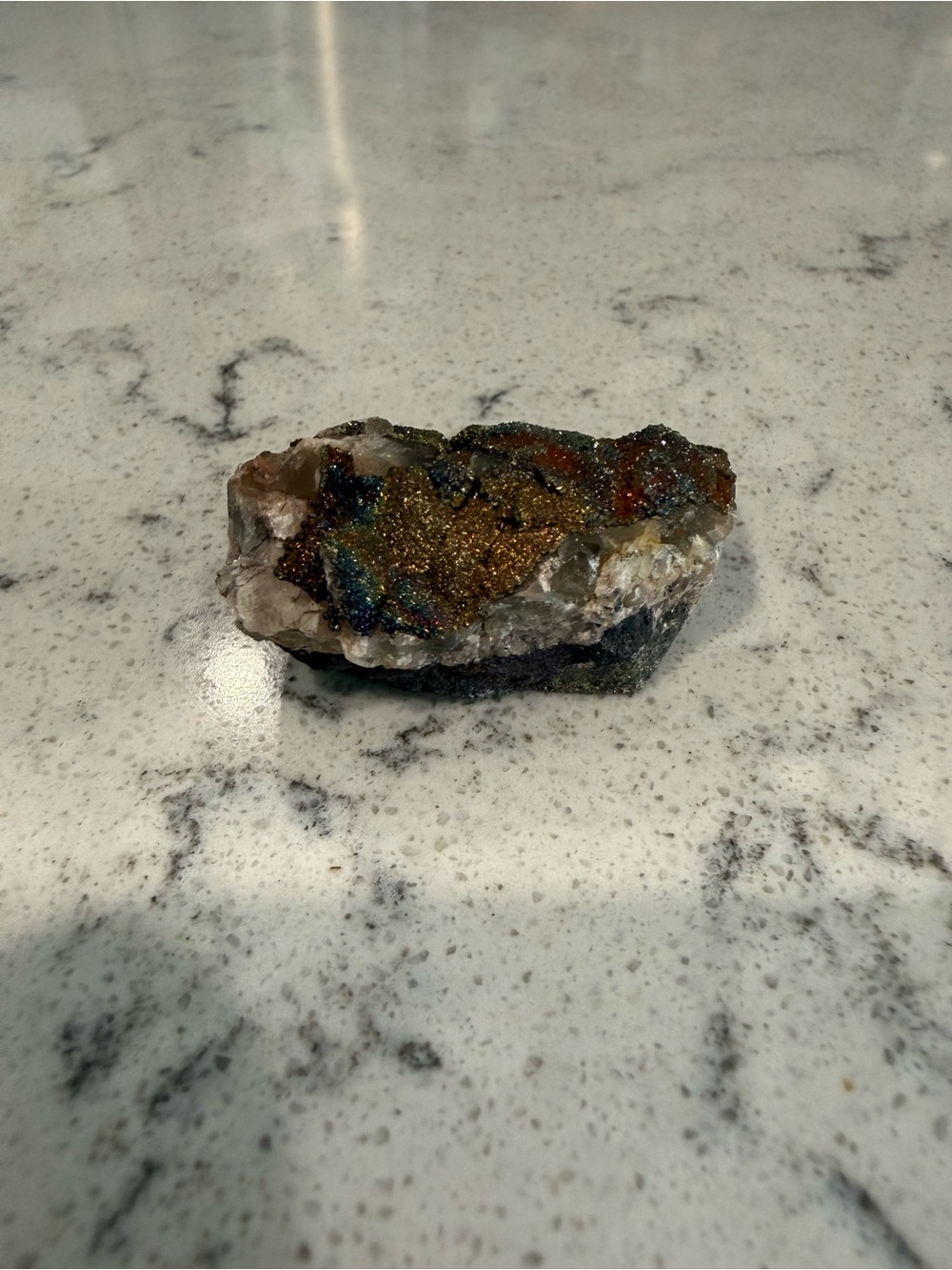 Calcite with Rainbow Chalcopyrite